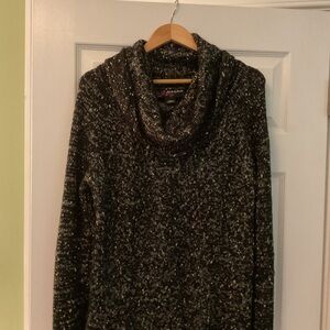 Classy Black, Gray, Silver, and Gold Cowl Neck Sweater